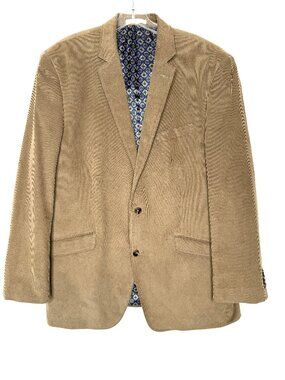 Michael Kors Men's Blazer 44L Brown Tan Corduroy Sport Coat 100% Cotton 2 Button